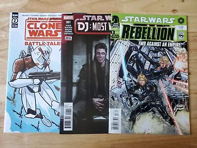 Buy Lot Of 3 Star Wars Comic Books DJ: Most Wanted 01, Rebellion 3, The Clone Wars 2 • 6.72£