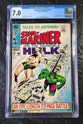 Buy Tales To Astonish 100 - Hulk Vs. Sub-Mariner 1968 - CGC 7.0 (O/W To WHITE) • 79.43£
