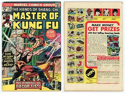 Buy Master Of Kung Fu #29 (FN- 5.5) 1st RAZOR-FIST Hands Of Shang Chi 1975 Marvel • 15.74£