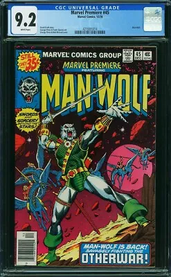 Buy Marvel Premiere 45 Cgc 9.2 White Pages Man Wolf Origin Relates To Star-god  B7 • 74.92£