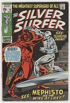 Buy Silver Surfer 16 Marvel 1970 VG FN Stan Lee John Buscema Mephisto Nick Fury • 44.24£