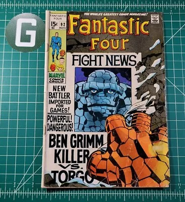 Buy Fantastic Four #92 (1969) Low Grade Silver Age Stan Lee Marvel Thing Ben Grimm • 11.91£