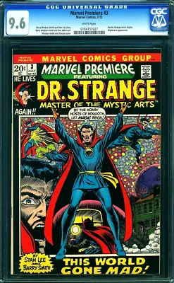 Buy MARVEL PREMIERE #3 CGC 9.6 WP DR. DOCTOR STRANGE BEGINS Bronze Age MARVEL 1972 • 803.09£