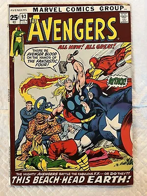 Buy Avengers #93 1971 Marvel Comics Kree-skrull War Neal Adams • 31.18£