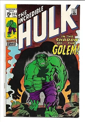 Buy Incredible Hulk #134, 1970, 1st App Of The Golem, Thomas & Trimpe 8.5 VF+ • 35.61£