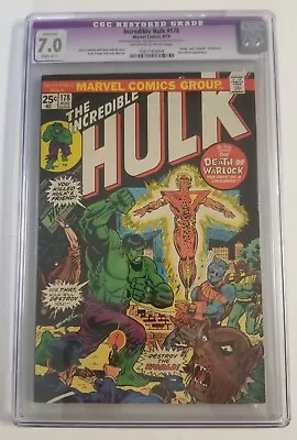 Buy Incredible Hulk #178 Cgc 7.0 Death Rebirth Warlock Man-beast Herb Trimpe • 64.28£