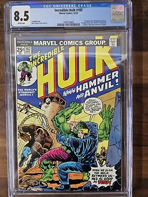 Buy Incredible Hulk #182 🌟 CGC  7.0🌟 1st Hammer And Anvil! Wolverine Marvel 1974 • 201.07£