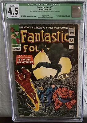 Buy Fantastic Four #52 Cgc 4.5 Vg+ Qualified 1966 1st Appearance Of Black Panther • 363.64£