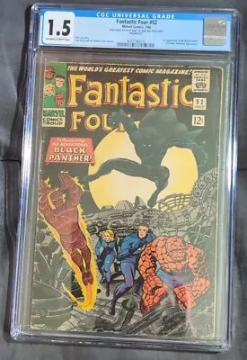 Buy Fantastic Four #52 First Appearance Of Black Panther CGC 1.5 Ow/White Pages 1966 • 279.83£