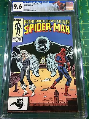 Buy Spectacular Spider-Man 98 (Marvel 1985) CGC 9.6 NM+ 1st App Of Spot Custom Label • 131.45£