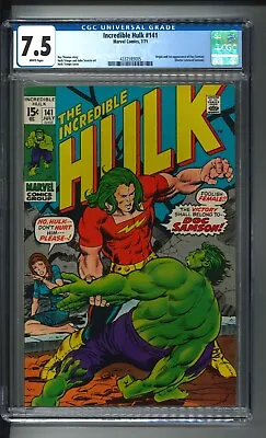 Buy Incredible Hulk 141 (1971) CGC 7.5 WHITE PAGES - 1st Doc Samson! • 158.06£