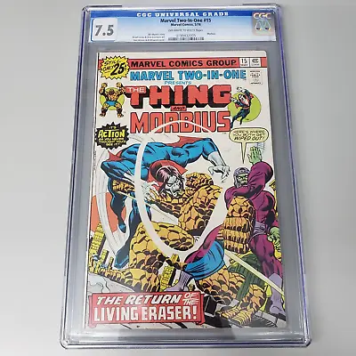 Buy Marvel Two In One #15 CGC 7.5 OWTW Pages Morbius App. Marvel Comics 1976 • 31.86£