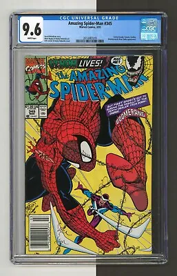 Buy Amazing Spiderman #345, CGC 9.6, Newsstand, HTF, WP, Cletus Kasady Carnage Venom • 125.78£