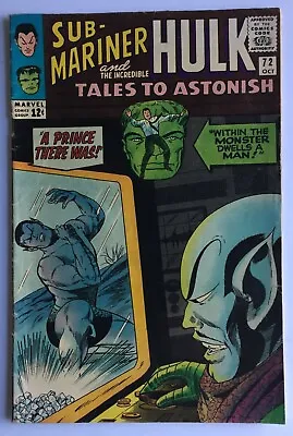 Buy Sub-Mariner And The Incredible Hulk Tales To Astonish #72 (Oct 1965, Marvel) • 39.97£
