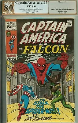 Buy 💥 Captain America #137 PGX (not CGC) 8.0 Signed Buscema Spider-Man • 135£