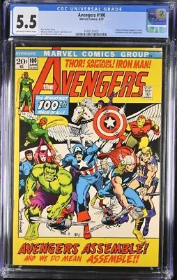 Buy The Avengers #100 CGC 5.5 White Pgs Every Past Avenger Enchantress & Ares 1972 • 64.04£