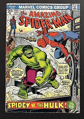 Buy Amazing Spider-Man #119 VG/VG- Spider-Man Vs Incredible Hulk! Marvel 1973 • 43.61£