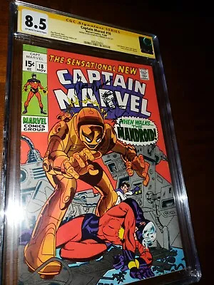Buy Signed Sketched Captain Marvel #18 CGC SS 8.5 (1969) Carol Danvers Gains Powers • 457.13£