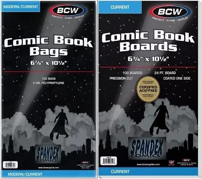 Buy BCW Comic Book Bags (Modern/Current) And Boards (100 Pack) Acid Free - Archival • 23.61£