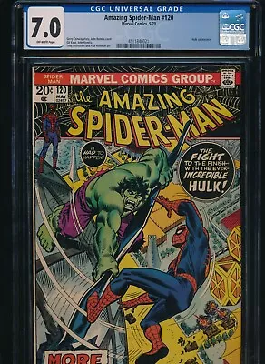 Buy Amazing Spider-man #120 Cgc 7.0 5/73 Ow Pages Marvel Hulk Appearance • 237.47£
