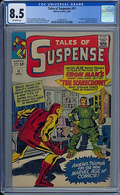 Buy Tales Of Suspense #51 Cgc 8.5 Scarecrow 1st Appearance Iron Man Story • 481.41£