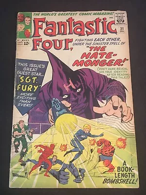 Buy THE FANTASTIC FOUR #21 First Hate Monger, G Condition • 35.58£