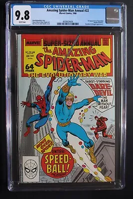Buy AMAZING SPIDER-MAN ANNUAL #22 High Evolutionary Daredevil 1st SPEEDBALL CGC 9.8 • 112.22£