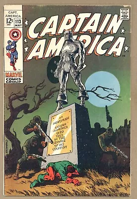 Buy Captain America 113 FN- CLASSIC STERANKO! Cap's Funeral! Avengers! 1969 U259 • 28.30£
