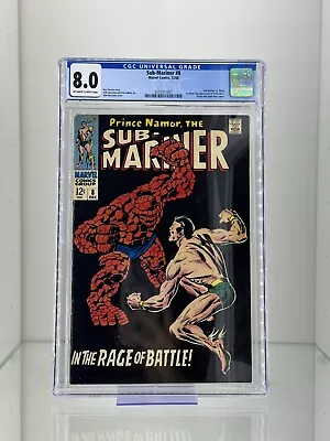 Buy Sub-Mariner #8 CGC 8.0 Marvel Comics 1968 Namor Vs Thing High Grade Silver Age • 156.83£