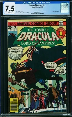 Buy Tomb Of Dracula #51 (Marvel, 12/76) CGC 7.5 VF- (BLADE Appearance) • 106.48£