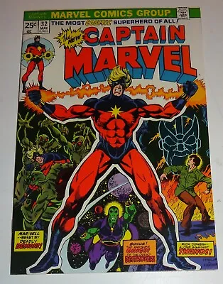 Buy Captian Marvel #32 Starlin Classic Thanos Drax Cool Cover! F/vf 1973 • 23.23£