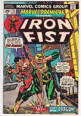 Buy Marvel Premiere #16 Very Fine Minus 7.5 Iron Fist Larry Hama Art 1974 • 25.41£