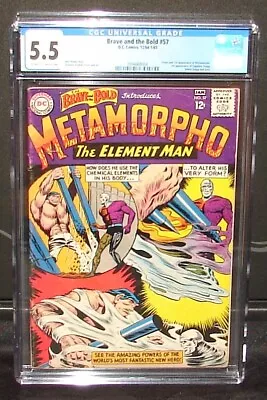 Buy BRAVE AND THE BOLD #57 Fine- 5.5 CGC KEY ISSUE 1st App. METAMORPHO! NEW SLAB • 399.76£