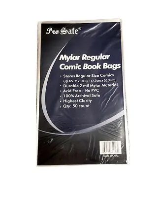 Buy (50-Pack) Pro Safe Comic Mylar Bags 7  X 10-3/8  2 Mil Regular/Current Size • 28.76£