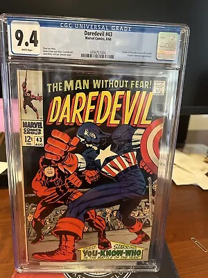 Buy Daredevil 43 CGC 9.4 White Pages Captain America , Lee, Kirby Classic Marvel Key • 348.31£