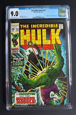 Buy INCREDIBLE HULK #123 Vs The LEADER 1970 Fantastic Four 1st Murder Module CGC 9.0 • 134.02£