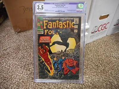 Buy Fatnastic Four 52 Cgc 3.5 Restored 1st Appearance Black Panther Marvel 1966 C-1 • 395.30£