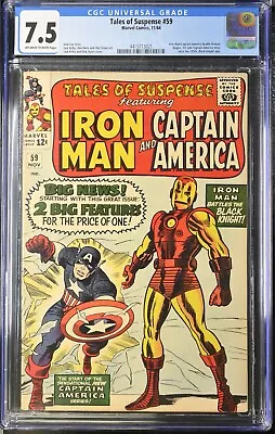 Buy TALES OF SUSPENSE #59 KEY 1st SOLO CAPTAIN AMERICA 1st APPEARANCE JARVIS CGC 7.5 • 308.33£