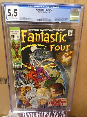 Buy Marvel Comics Fantastic Four 94 CGC 5.5 1st App Agatha Harkness Medusa 1970 • 189.99£