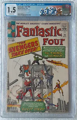 Buy Fantastic Four #26 (Marvel, 5/64) CGC 1.5 FR/GD {HULK Vs. THING} Avengers App. • 157.52£