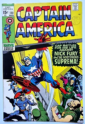 Buy CAPTAIN AMERICA 123 Marvel 1970 Captain America Battles Nick Fury • 28.50£