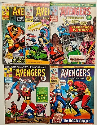 Buy Marvel Bronze Age UK Early Avengers Key 5 Issue Lot 15 16 17 18 19 VG/FN • 3£