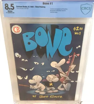 Buy BONE #1 CBCS 8.5  3rd Print Cartoon 1st App. Fone Bone 1992 Jeff Smith • 127.71£