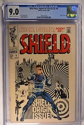 Buy Nick Fury Agent Of Shield  #4 CGC 9.0 Ow/w Origin SHIELD  9/1968 KEY • 477£