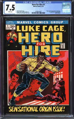 Buy Hero For Hire #1 Cgc 7.5 White Pages // 1st Appearance Of Luke Cage Marvel 1972 • 425.86£