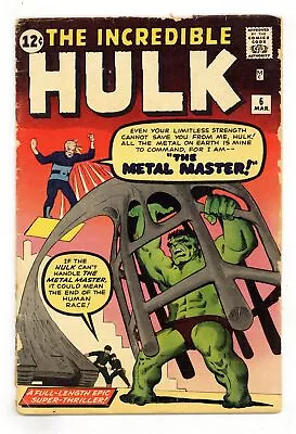 Buy Incredible Hulk #6 GD 2.0 1963 • 366.13£
