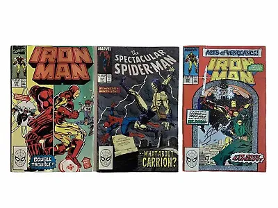 Buy 3 Comics IRON MAN & Spider-Man  MARVEL 255 APR- 250 DEC- 149 APR Comics 1989-90 • 16.05£