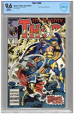 Buy Thor  # 386  CBCS   9.6   NM+  White Pgs  12/87  Warriors Three & Balder The Bra • 47.97£