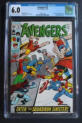 Buy Avengers #70 Origin 1st SQUADRON SINISTER Ak SUPREME Full NIGHTHAWK 1969 CGC 6.0 • 93.82£