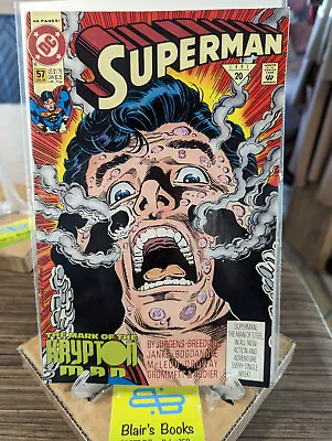 Buy Vintage DC's SUPERMAN #57  [1991] VF; First Appearance Eradicator (Anthropoid) • 3.95£
